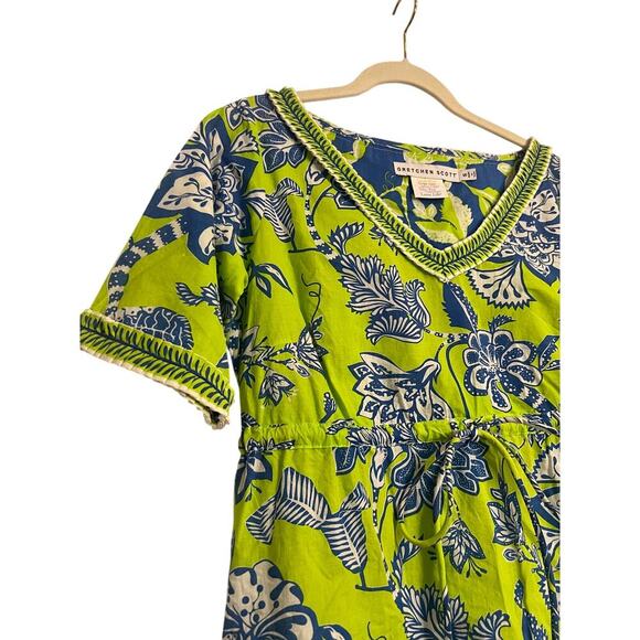 Gretchen Scott Green Blue Short Sleeve Fling Fantasy Glorious Dress Sz S - Picture 2 of 5